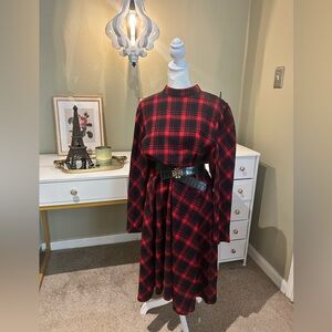 Eloquii Red and Black Plaid Dress